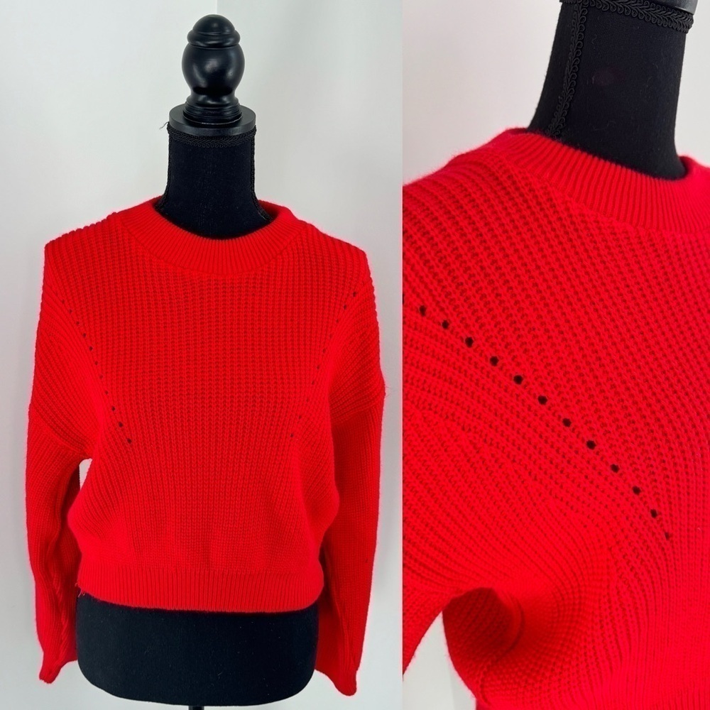 Boohoo Red Crop Women’s Knit Festive Sweater (S)